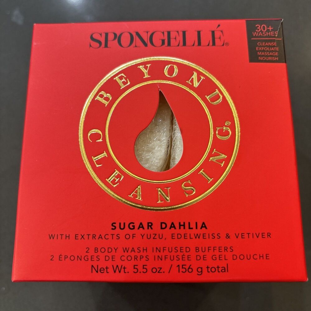 NIB| SPONGELLE Body Wash Infused Buffers Sugar Dahlia 2 Sponges 30+washes